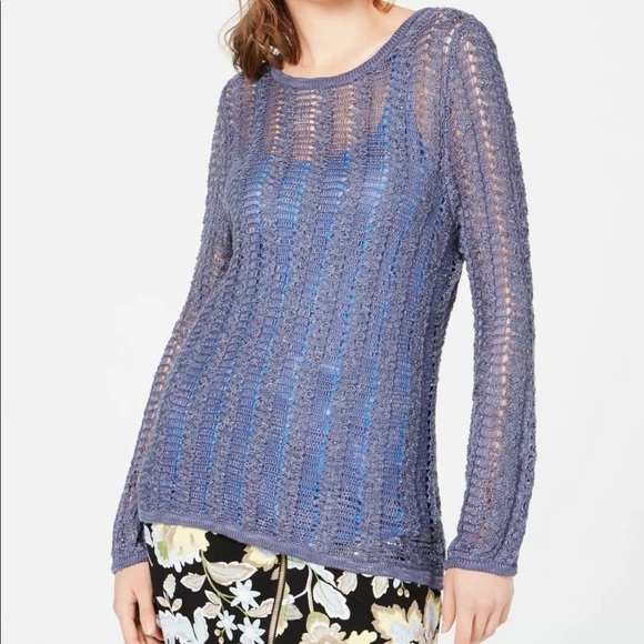 🌸New🌸 XL Open Knit Jewel Neck Sweater INC NWT - Picture 5 of 6